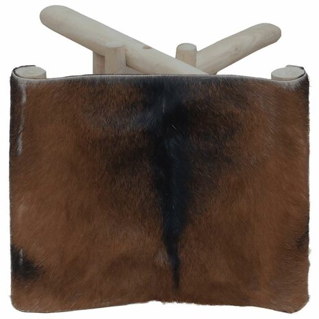 Kruk inklapbaar geitenleer en massief teakhout 4