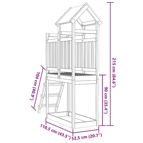 Speeltoren Bruin 52,5 x 110,5 x 215 cm Massief grenenhout 6