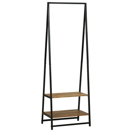 Kledingrek met plank Zwart 60 x 45 x 180 cm Massief Acaciahout 1