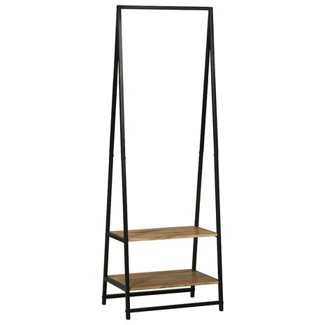 Kledingrek met plank Zwart 60 x 45 x 180 cm Massief Acaciahout 2
