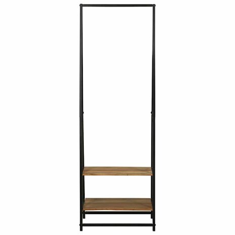Kledingrek met plank Zwart 60 x 45 x 180 cm Massief Acaciahout 4
