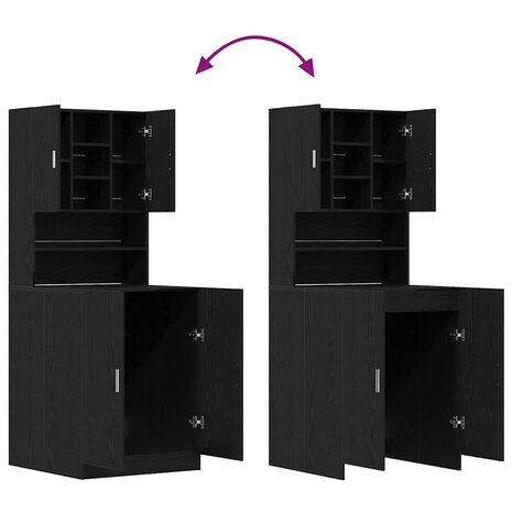 Wasmachinekast 2 pcs Zwart Eiken 70,5 x 71,5 x 181,5 cm 5