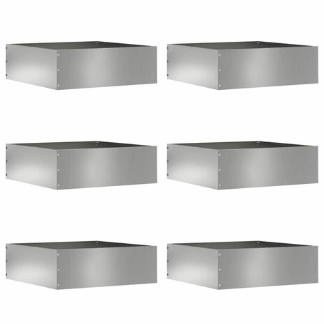Tuinrand 6 pcs Zilver 40 x 40 x 13 cm Gegalvaniseerd staal 1
