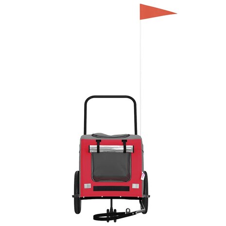 Fietskar voor huisdieren Rood en grijs 124,5 x 63,5 x 53 cm 3