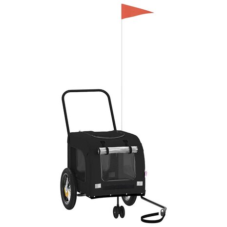 Fietskar voor huisdieren met opslag Zwart 124,5 x 63,5 x 53 cm 2