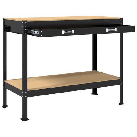 Werkbanken met lade Zwart 81 x 41 x 145 cm Bewerkt hout 5