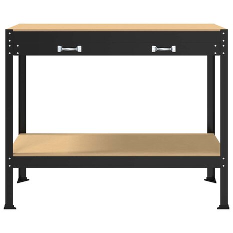 Werkbanken met lade Zwart 81 x 41 x 145 cm Bewerkt hout 6