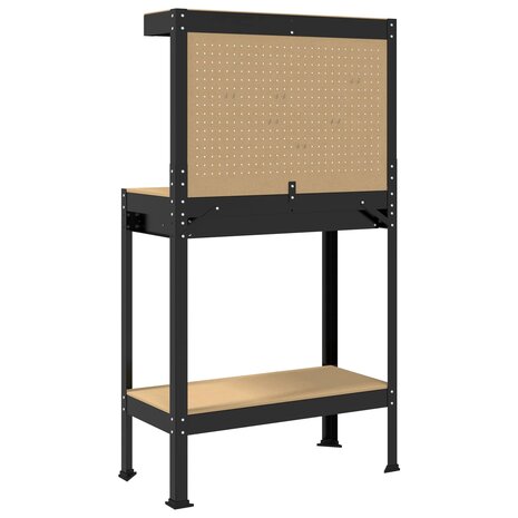 Werkbanken met lade Zwart 81 x 41 x 145 cm Bewerkt hout 8