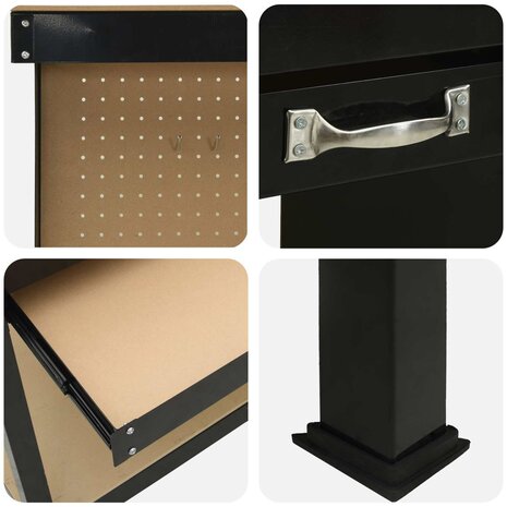 Werkbanken met lade Zwart 81 x 41 x 145 cm Bewerkt hout 9