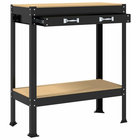 Werkbanken met lade Zwart 81 x 41 x 145 cm Bewerkt hout 5