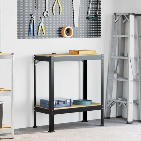 Werkbanken met plank Zwart 81 x 41 x 145 cm Bewerkt hout 1