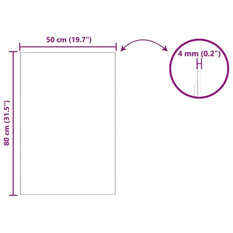 Wandspiegel Rechthoekig 50 x 80 cm gehard glas 8