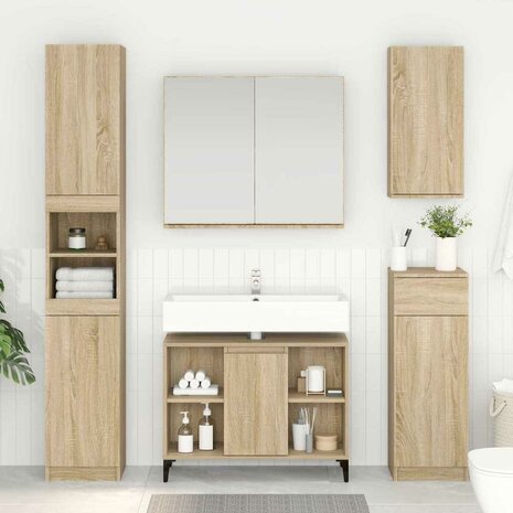 Wastafelkast met plank met opslag Sonoma Eiken 80 x 33 x 60 cm 1
