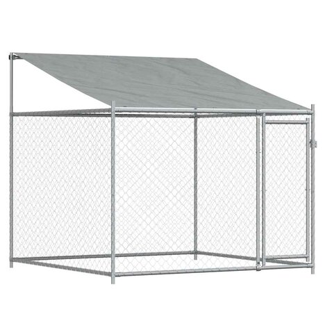 Hondenhok met dak en deur 8x2x2 m gegalvaniseerd staal grijs 8