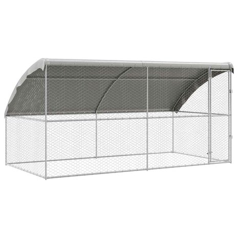 Hondenhok met opslag 2 pcs Zilver 4 x 2 x 2 m Staal 2