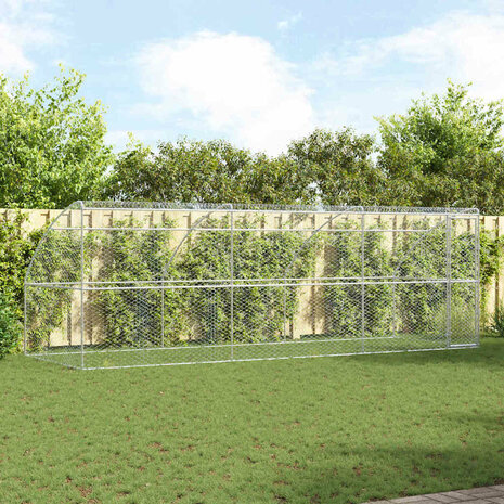 Hondenhok met opslag 3 pcs Zilver 6 x 2 x 2 m Staal 1