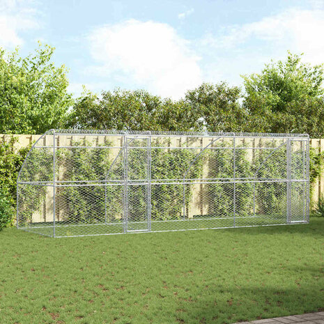 Hondenhok met opslag 3 pcs Zilver 6 x 2 x 2 m Staal 1