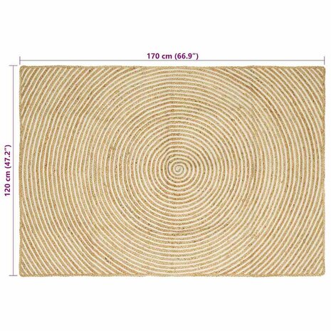Vloerkleed Natuurlijk en Wit 120 x 170 cm Jute 8