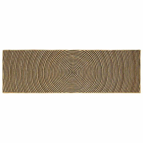 Vloerkleed Natuurlijk en Zwart 80 x 250 cm Jute 1