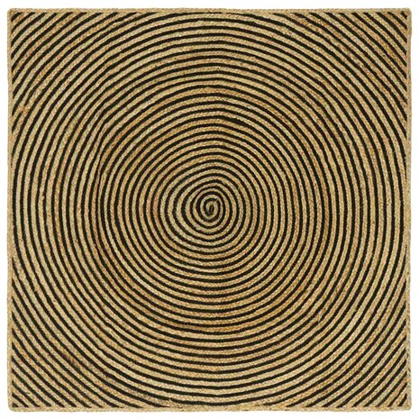 Vloerkleed Natuurlijk en Zwart 120 x 120 cm Jute 1