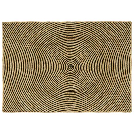 Vloerkleed Natuurlijk en Zwart 120 x 170 cm Jute 1