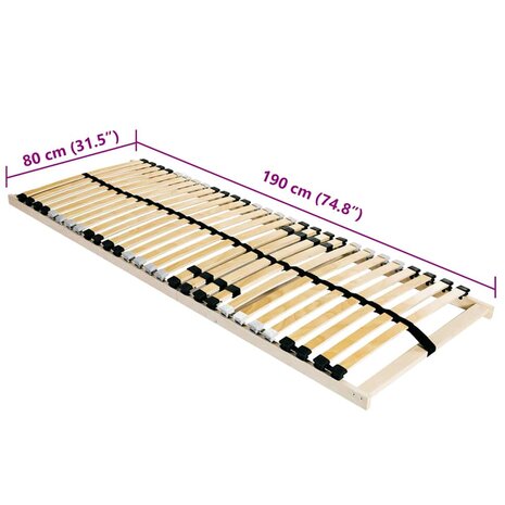 Lattenbodem Bruin 80 x 190 cm Massief beukenhout 6