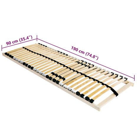 Lattenbodem Bruin 90 x 190 cm Massief beukenhout 6