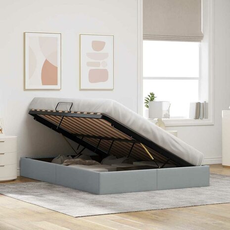 Opslag bed met matras met opslag Lichtgrijs 140 x 190 cm Stof 4