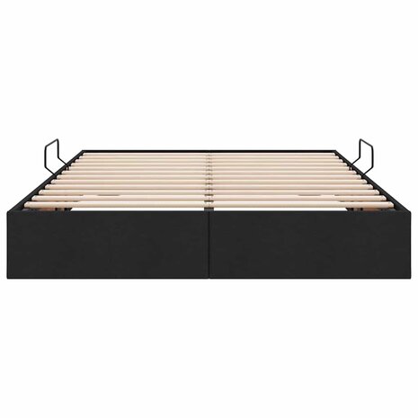 Opslag bed met matras met hoofdeinde Zwart 140 x 190 cm Stof 7