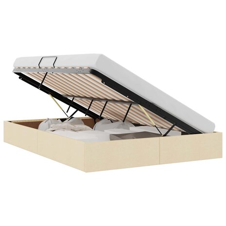 Opslag bed met matras met hoofdeinde Cr&egrave;me 140 x 190 cm Stof 3
