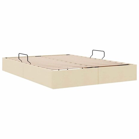 Opslag bed met matras met hoofdeinde Cr&egrave;me 140 x 190 cm Stof 5