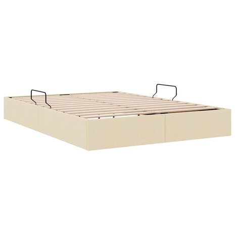 Opslag bed met matras met hoofdeinde Cr&egrave;me 140 x 190 cm Stof 9