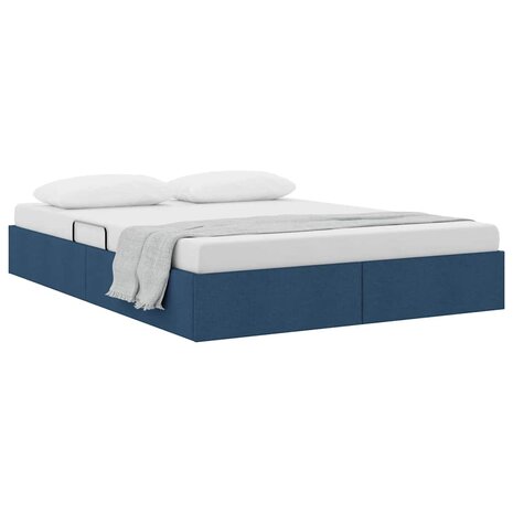 Opslag bed met matras met hoofdeinde Blauw 140 x 190 cm Stof 2