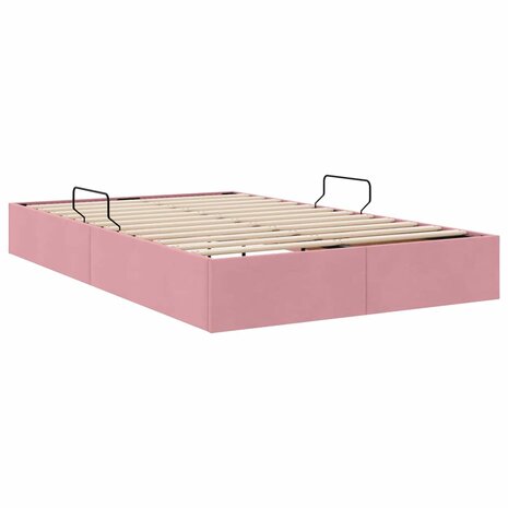 Opslag bed met matras met hoofdeinde Roze 120 x 200 cm Fluweel 5