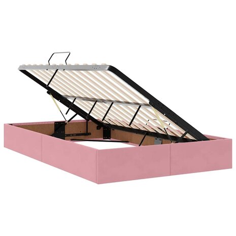 Opslag bed met matras met hoofdeinde Roze 120 x 200 cm Fluweel 6