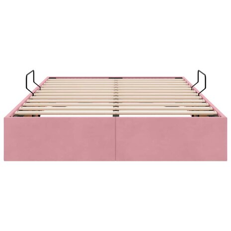 Opslag bed met matras met hoofdeinde Roze 120 x 200 cm Fluweel 7