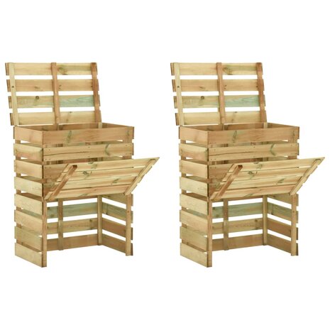 Tuincompostbakken 2 st 80x50x100 cm ge&iuml;mpregneerd grenenhout 1