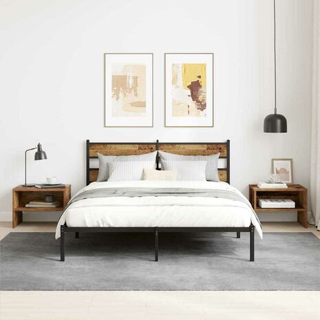 Nachtkastje Oud hout 40 x 40 x 30 cm Bewerkt hout 4