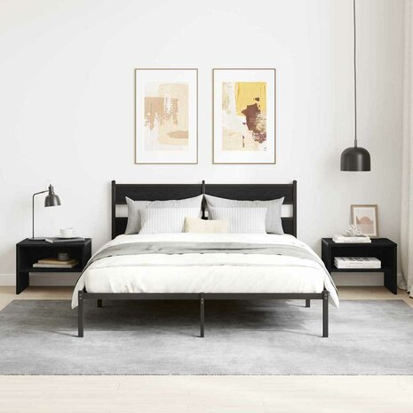 Nachtkastje Zwart eiken 40 x 40 x 30 cm Bewerkt hout 1