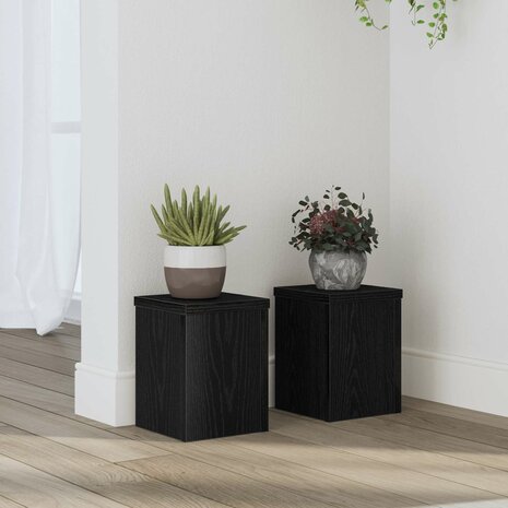 Plantenstandaard 2 pcs Zwart Eiken 15 x 15 x 20 cm Bewerkt hout 1