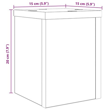 Plantenstandaard 2 pcs Zwart Eiken 15 x 15 x 20 cm Bewerkt hout 9