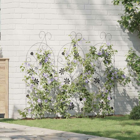 Tuinhek 3 stuks Zwart 112 x 40 cm Staal 1