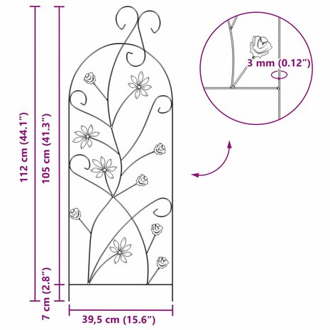 Tuinhek 3 pcs Groen 112 x 40 cm Staal 9