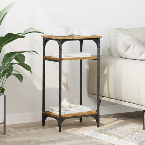 Bijzettafel met plank Oud Hout 40 x 30 x 75 cm Bewerkt hout 1