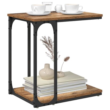 Bijzettafel met plank Oud hout 50 x 35 x 52 cm Bewerkt hout 3
