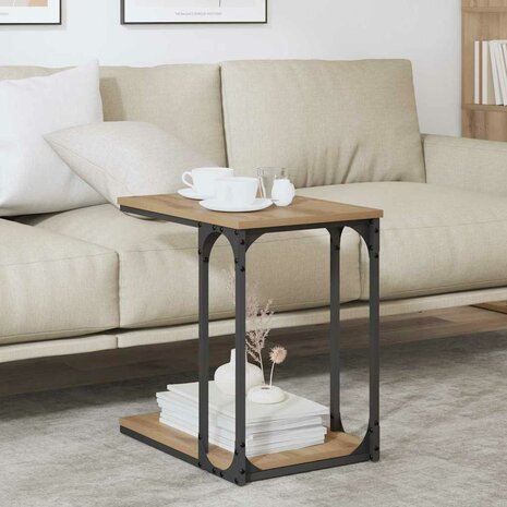 Bijzettafel Artisan Eiken 50 x 35 x 52 cm Bewerkt hout 4