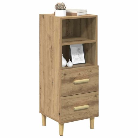 Dressoir artisanaal eikenkleurig 34 x 34.5 x 90 cm Bewerkt hout 3
