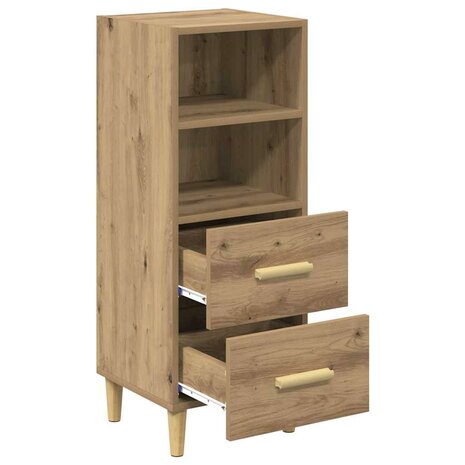Dressoir artisanaal eikenkleurig 34 x 34.5 x 90 cm Bewerkt hout 5