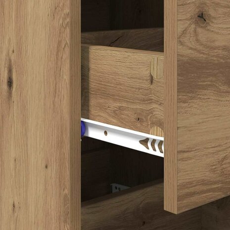 Dressoir artisanaal eikenkleurig 34 x 34.5 x 90 cm Bewerkt hout 9