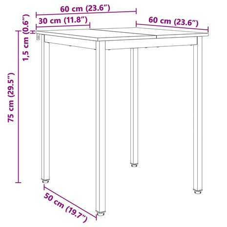Eettafel Wit 60 x 60 x 75 cm Massief grenenhout 9
